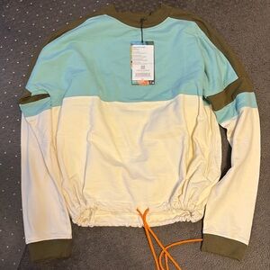 Cotopaxi Bandera Organic Sweatshirt, Women Large, sea glass and Bone color
